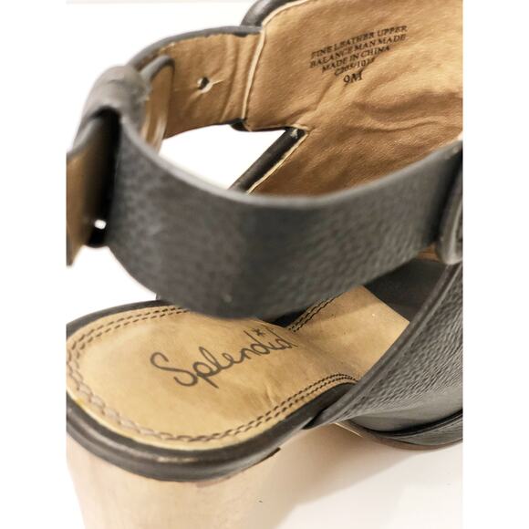 Splendid 9 M Janet Leather Peep-Toe Booties Chunky Heel Shootie Slate Taupe Grey - Picture 9 of 9